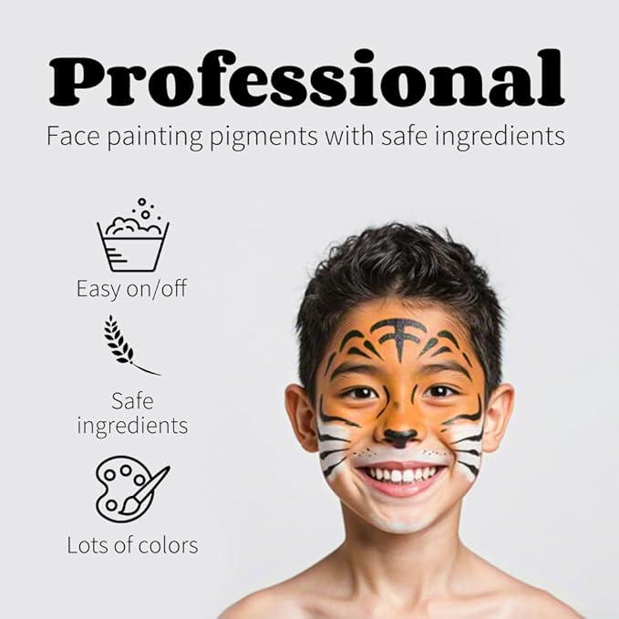 Face Body Paint Kit for Kids & Adults - 36 Vibrant Rainbow Colors,6 Glitter Gels,with Stencils,Brushes,Tattoos.Ideal for Halloween,Christmas, Birthday Parties,Cosplay (Rainbow Sparkle Set)
