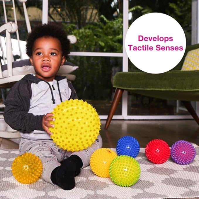 Edushape Original Sensory Ball - 7" Deflated Yellow Color Baby Ball Enhances Gross Motor Skills for Kids 6 Months & Up