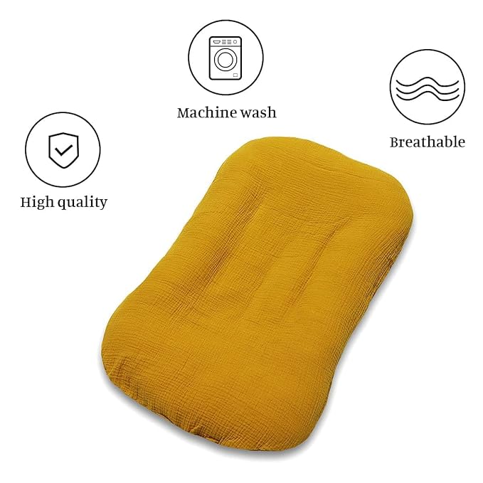 Hooyax Muslin Baby Lounger Cover Soft Organic Cotton Slipcover Fits Newborn Lounger for Baby Boys and Girls (Ginger)