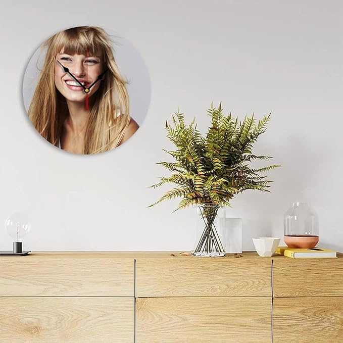 Generic Custom Clocks for Walls Personalized Clocks with Picture, 10inch-25cm Round Silent Wall Clock, Modern Style for Living Room, Unisex, Indoor Use, PVC Material