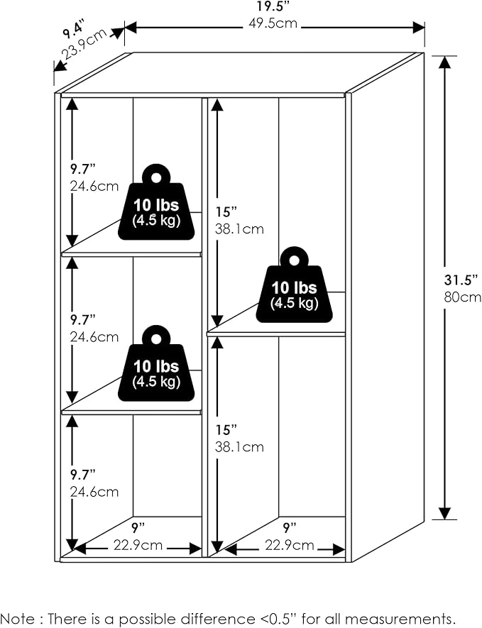 Furinno Luder 5-Cube Open Shelf Bookcase, Bookshelf, Amber Pine