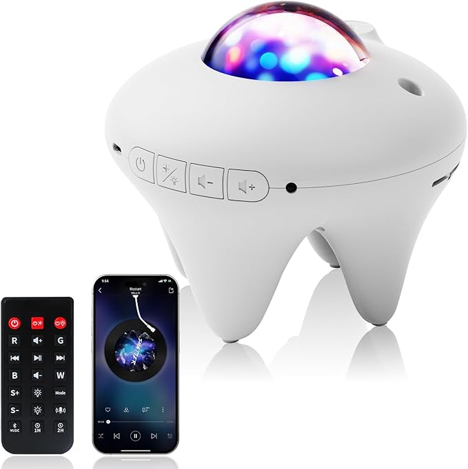 Galaxy Moon Projector, Star Night Light Projector with Bluetooth Connection for Music and Timer and Remote Control for Kids Adults Bedroom Party Bar Decoration (White)
