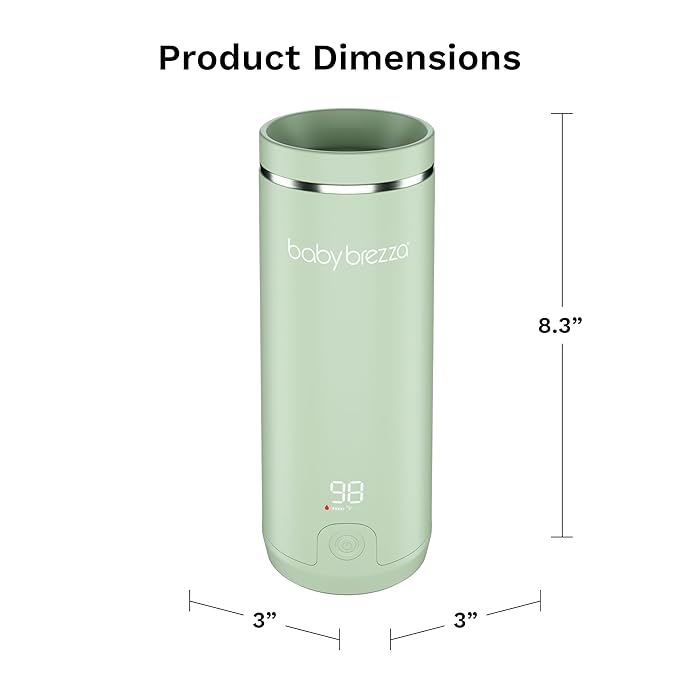 Baby Brezza SuperFast Portable Baby Bottle Warmer – 67% Faster - Travel Breastmilk Warmer and Formula Warmer - Safe, Even Heating - Up to 9oz - No Adapters, Green