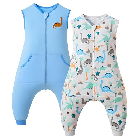 Baby Toddler Sleep Sack with Feet 2.5 TOG Winter, Wearable Blanket with Legs, Toddler Sleeping Sack Long Sleeve (Dinosaur, 3T-5T)