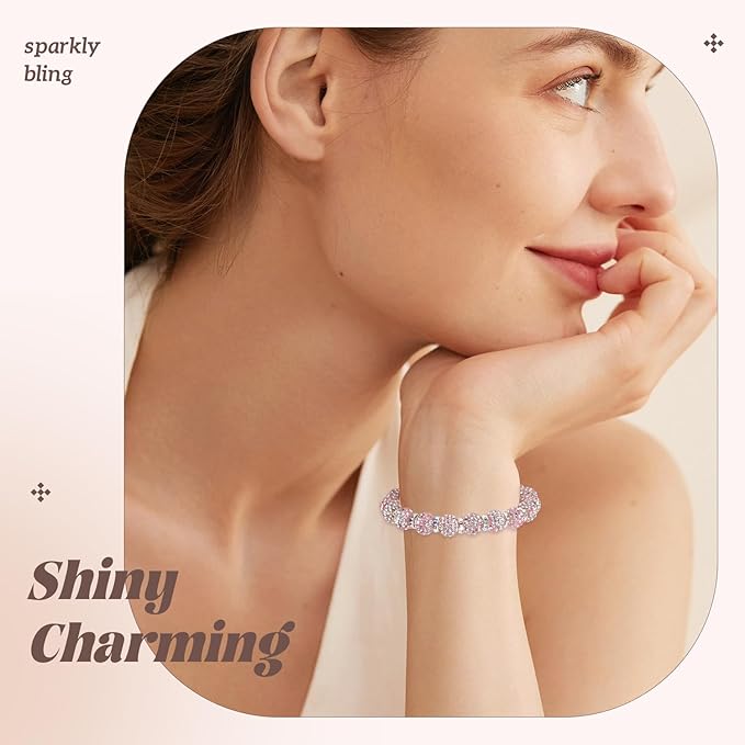 160pcs 10mm Rhinestone Beads for Jewelry Making, Pink White Shiny Round Disco Ball Beads Bulk, Sparkle Crystal Clay Christmas for Bracelet Baseball Necklace Earring Crafting and DIY