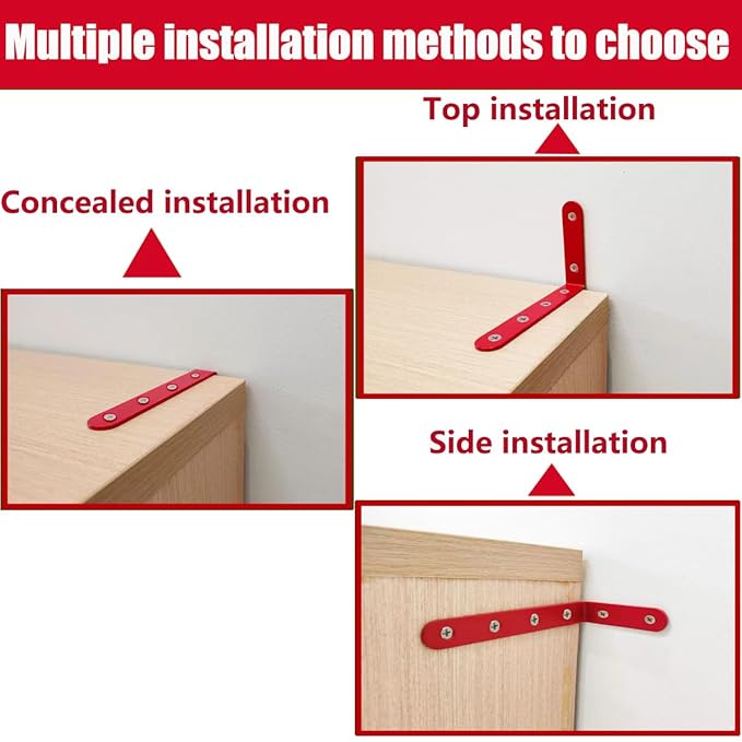 Anti Tip Furniture Anchors for Baby Pet Proofing,Furniture Wall Anchor Furniture Dresser Bookshelf Falling Prevention Device for Children (Red)