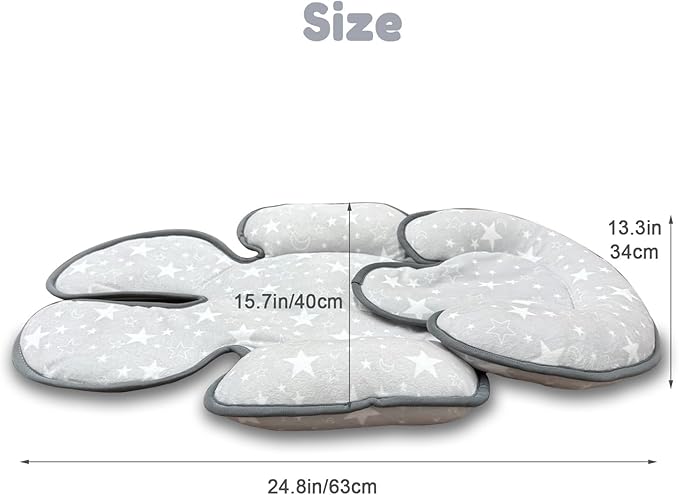 Infant Car Seat Insert, 2 in 1 Reversible Baby Car Seat Head & Body Support Cushion Pillow for Newborn,Soft Newborn Carseat Head Support Pad for Carseats, Strollers, Swings, Bouncers