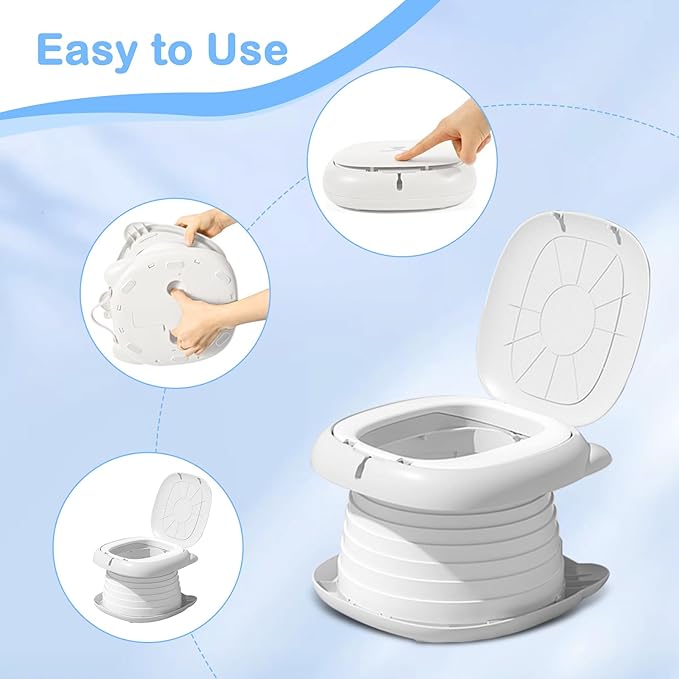2025 Upgraded Portable Potty Training, Travel Potty for Toddler, portable toilet for kids Foldable, Apply to Seat Emergency Toilet for Camping, Outdoor,Car, Indoor(white Gray)