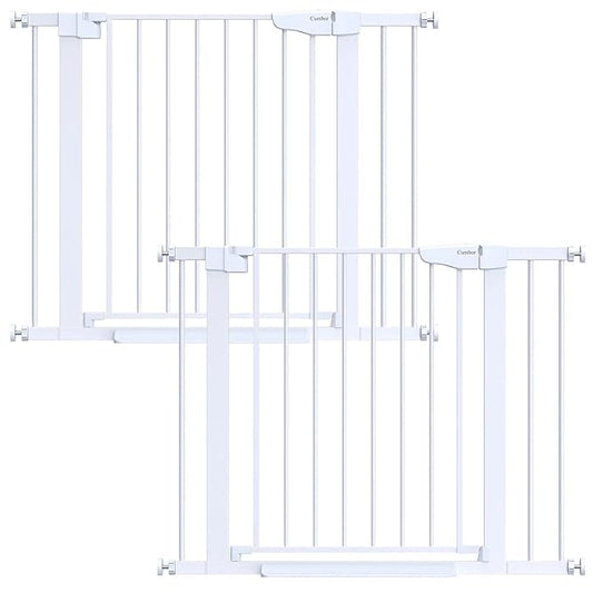 Cumbor 2 Pack 29.7-40.6" Baby Gate for Stairs, Mom's Choice Awards Winner-Dog Gate for Doorways, Pressure Mounted Self Closing Pet Gates for Dogs Indoor, Safety Child Gate with Easy Walk Thru Door