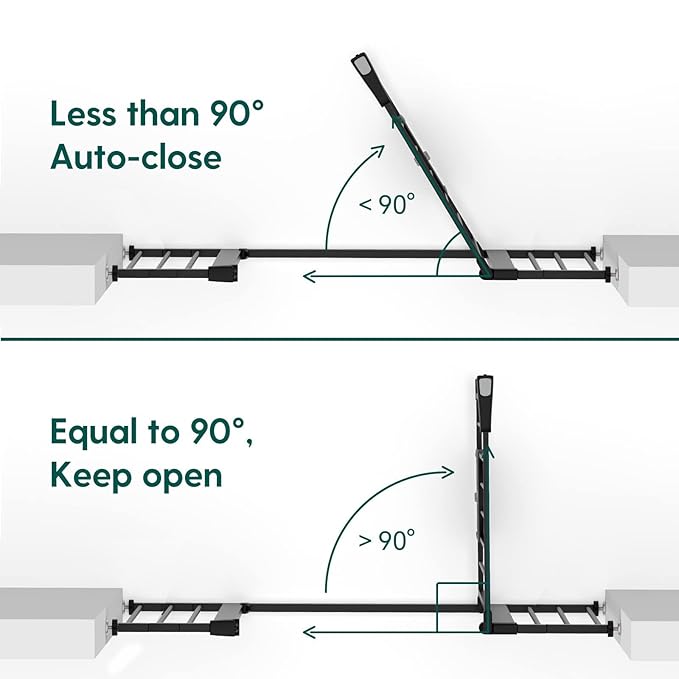 BABELIO 36" Tall Baby Gate, 29-48" Auto-Close & Pressure Mounted, Black Steel Dog Gate for Stairs & Doorways