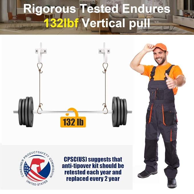 4our Kiddies Furniture Straps (10 Pack) Baby Proofing Anti Tip Furniture Anchors Kit, Cabinet Wall Anchors Protect Toddlers from Falling Furniture, Adjustable Child Safety Straps Earthquake Resistant