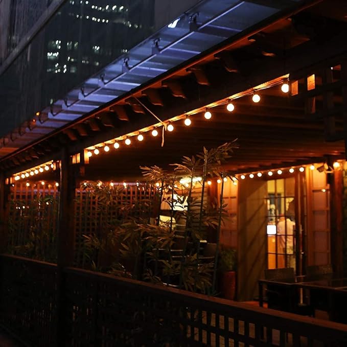 25Ft G40 LED Outdoor Christmas Frosted White String Lights with 27 G40 White Pearl Shatterproof Bulbs, Connectable Vintage Christmas Globe Patio Lights for Holiday Wedding Party Café Porch Party-White