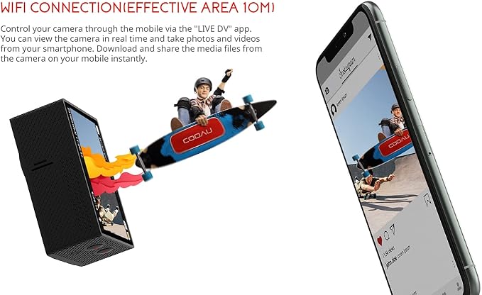 COOAU 4K 20MP Wi-Fi Action Camera External Microphone Remote Control Underwater 40M Waterproof Sport Camera Time Lapse with 2X1200mAh Batteries and 20 Accessories