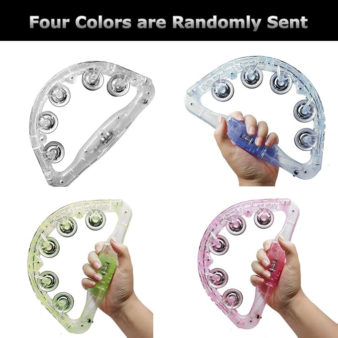 Aywewii LED Tambourine for Kids & Adults, Light Up Toys Handheld Musical Flashing Tamborine with 3 Modes, Sensory Toys Autism Toys for Birthday, Christmas, Concerts & Party
