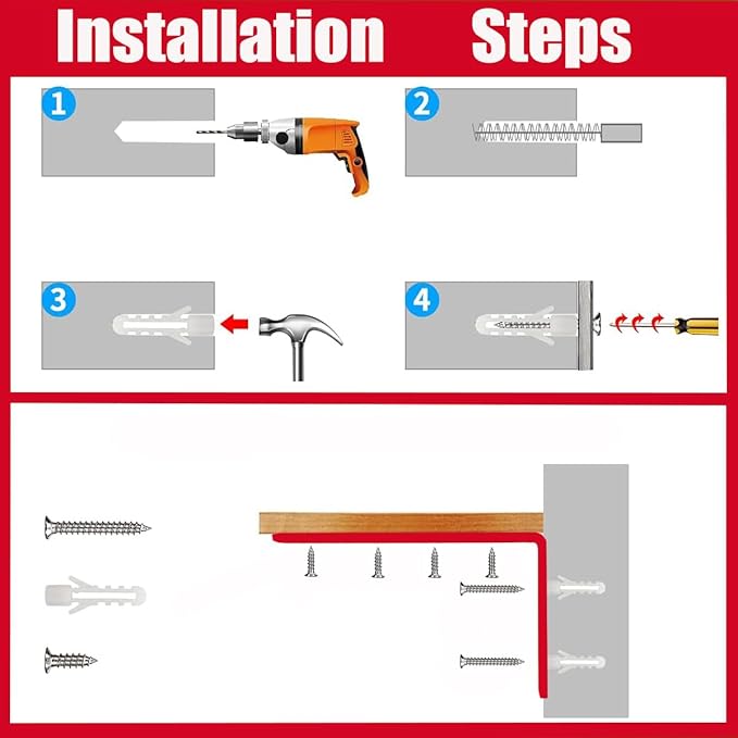 Anti Tip Furniture Anchors for Baby Pet Proofing,Furniture Wall Anchor Furniture Dresser Bookshelf Falling Prevention Device for Children (Red)