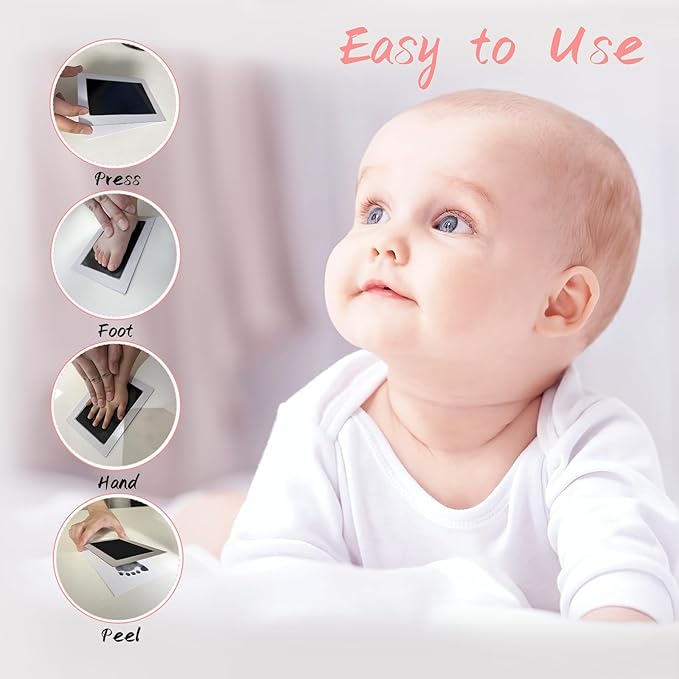 4-Pack Baby Footprint Kits,Inkless Hand and Footprint Kit,Clean Touch Baby Handprints and Footprints Kits,No Mess Ink Pad for Baby Hand and Footprints,Baby Shower Gifts for New Moms