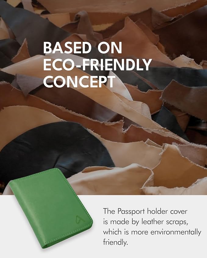 ALLIVE Passport Holder for Travel Women Men,Genuine Leather Passport Cover Wallet,Travel Must Haves Airport Essentials Travel Gifts Green
