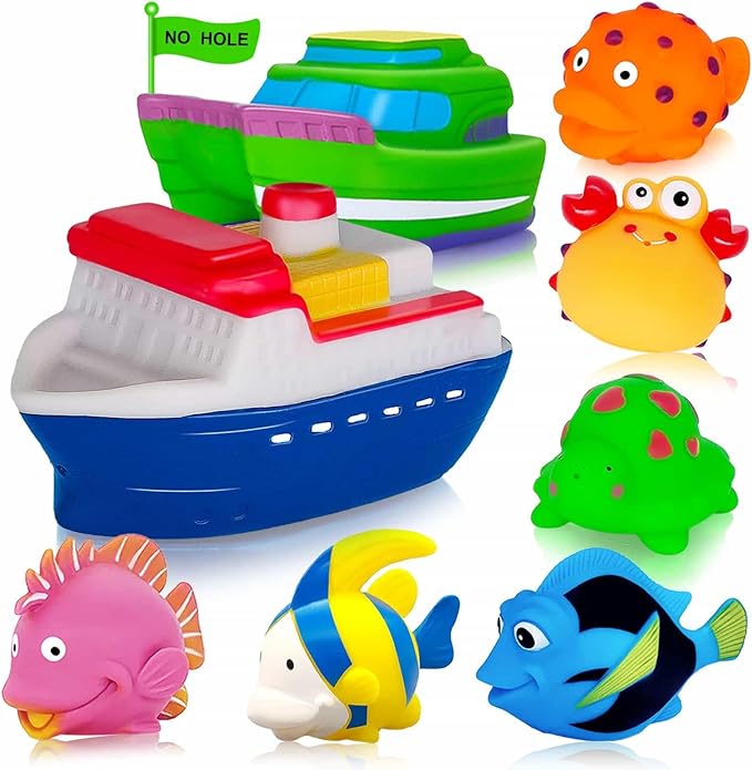 Bath Toys for Kids Ages 1-3 - Mold Free Bath Toy for Babies 6-12 Months - Toddler Pool Bathtub Water Table Toys - Valentines Day Gifts for 1 2 3 Year Old Boys Girls Easter Basket Stuffers Toy Boats