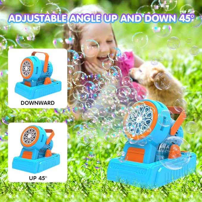 Automatic Bubble Machine 10 Holes Bubble Blower 20000+ Big Bubbles Per Minute Bubbles for Kids Portable Bubble Maker Operated by USB or Batteries for Outdoor Birthday Gifts Wedding Easter Party Favor
