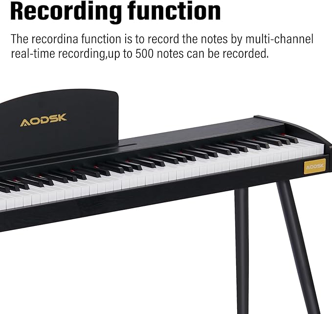 AODSK 88 Keys Digital Piano,Full-size semi weighted key,128 Tones & Rhythms, MIDI/USB Connectivity, Headphone Jack