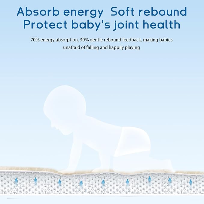 Baby Play Mat for Floor Tummy Time Mat Nursery Rug Muscle Area Playroom Rug Tatami 79"x118" Memory Foam 1.3" Thick Crawling For Babies,Toddlers, Infants, Kids,Floor(Beige)