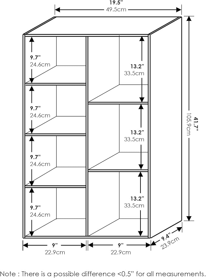 Furinno Luder 7-Cube Reversible Open Shelf, French Oak
