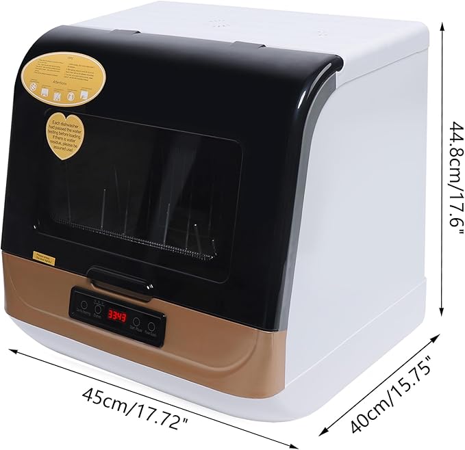 Compact Portable Dishwasher Countertop with Filter and Hybrid Drying Function, 360° Streak-Free Deep Cleaning, 3 Washing Programs, Mini Dishwasher for Apartments& RVs