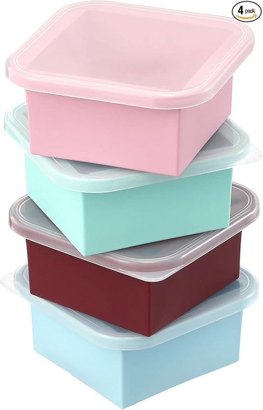 2-Cup Silicone Freezer Trays with Lids – Perfect for Meal Prep, Portion Control, and Easy Freezing-Meal Prep Container Molds for Soup,Leftovers (Multicolors, 4 Pack)