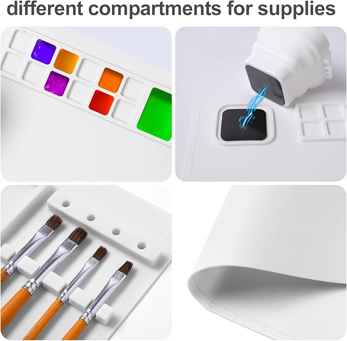 AWOKE Silicone Painting Mat - 20"X16" Silicone Art Mat with 1 Water Cup for Kids - Craft Mat has12 Color Dividers - 2 Paint Dividers (White),Toddler Activities,3 4 5 Year Old Girl Boy Birthday Gifts