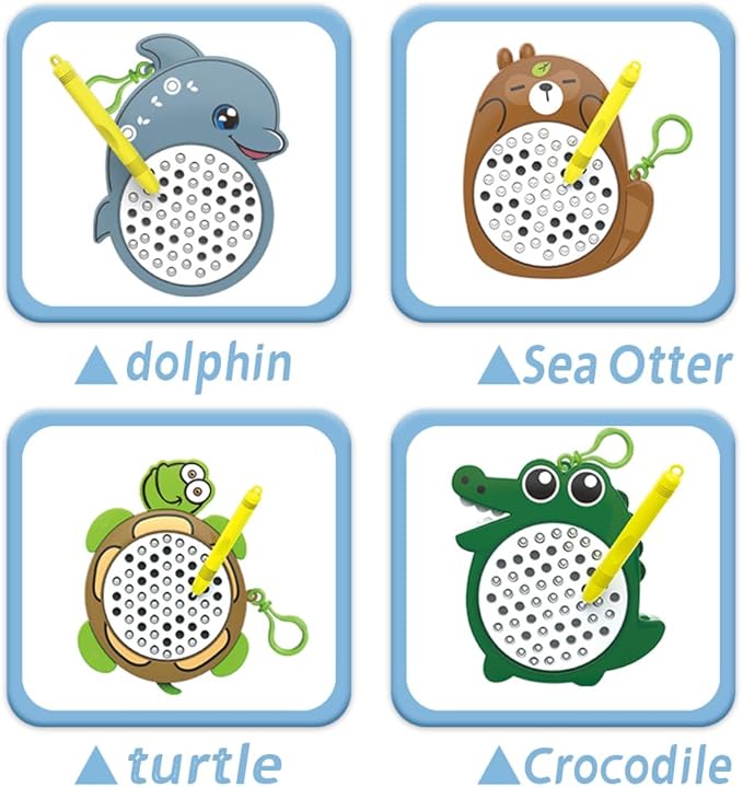 1PCSTurtle Magnetic Drawing Board for Kids & Toddlers with Beads and Magnet Stylus Pen - Magnetic Travel Toy for Airplane & Car Ride Activities for Kids