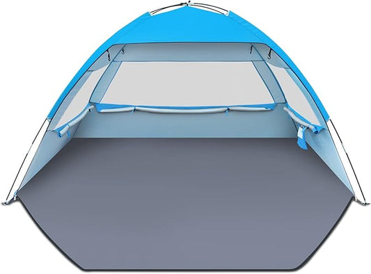 Gorich Beach Tent Sun Shelter for 3/4-5/6-7/8-10 Person with UPF 50＋ UV Protection, Lightweight & Easy Setup Beach Shade Canopy, Portable Beach Shade Tent Beach Cabana