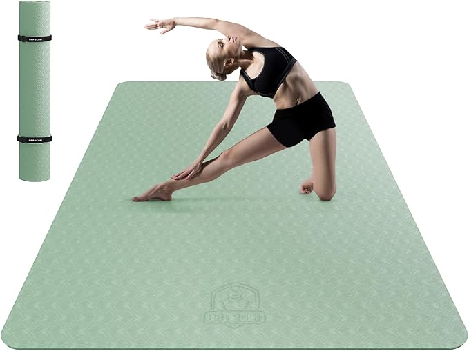 HAPBEAR Extra Large Yoga Mat - 72"x48"/78"x54", 1/4" & 1/3" Thick, Non-Slip, Durable, Eco-Friendly, Wide Exercise Mat for Home Workouts, Yoga, Pilates, Stretching, Meditation (Barefoot Exercise)