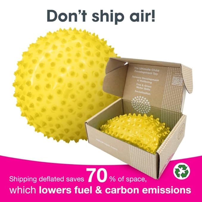 Edushape Original Sensory Ball - 7" Deflated Yellow Color Baby Ball Enhances Gross Motor Skills for Kids 6 Months & Up