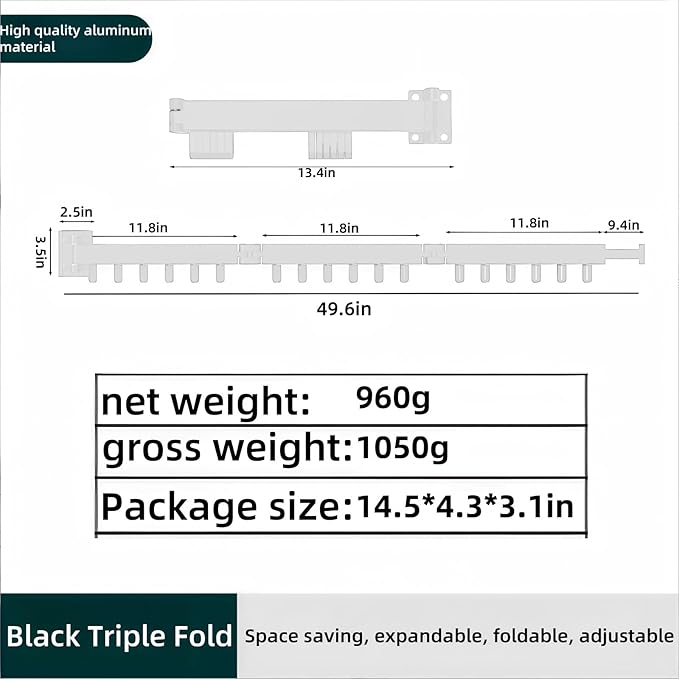 Clothes Drying Rack Wall Mounted,Space Saving Wall Drying Rack,Retractable Collapsible Tri-Fold,for Bathroom,Balcony,Outdoor lndoor with Laundry,White