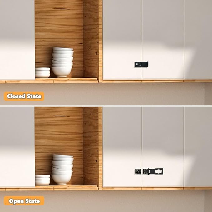 Alise Keyed Hasp Lock,4 Inch Safety Packlock Clasp Hasps Latch,Black Door Hinge Lock with Keys Keyed Locking Hasps for Cabinet,Closet,Drawer, Barn,Fence,Garage Doors