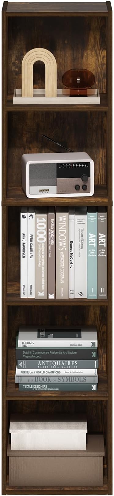 Furinno Pasir 5-Tier Open Shelf Bookcase, Bookshelf, Amber Pine