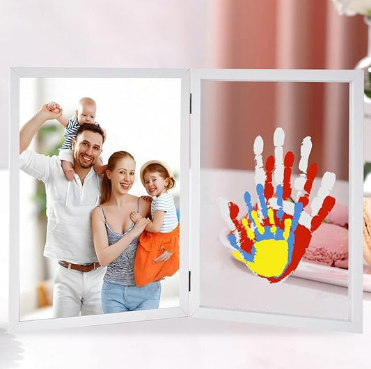 Family Handprint Kit with Picture Frame – DIY Hand Print Keepsake Gift for Parents & Kids, Handprint Craft for Family Memory Making & Home Decor (with Picture Frame)