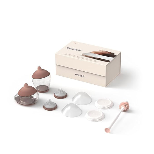 Baby Bottle Starter Kit Includes 2 Bottles 2 Nipples 2 Caps 2 Lids 2 Responsive Flow Valves, Cleaning Brush - Medium - Shape 3-RFV