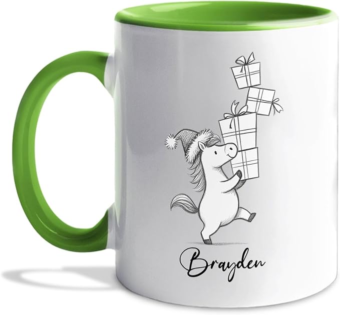 Awesome Horse Coffee Mug Gift for Horses Lovers Brother Sister Birthday Christmas, Personalized Horses Accent Teacup, Customized Name Horse Ceramic Mug 11Oz 15Oz, Cute Animal White Cup Gift For Kids
