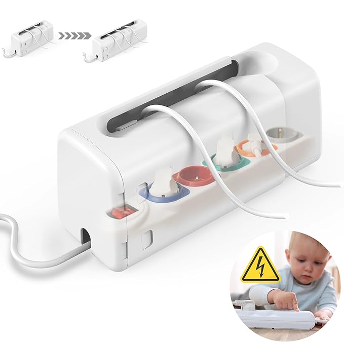 Improved Power Strip Cover Box(1 Pack) 丨Outlet Covers Baby Proofing丨Baby Safety Products丨Adjustable Length Childproof Outlet Cover丨Preventing Toddlers from Touching Sockets丨Fits Most Sockets., White