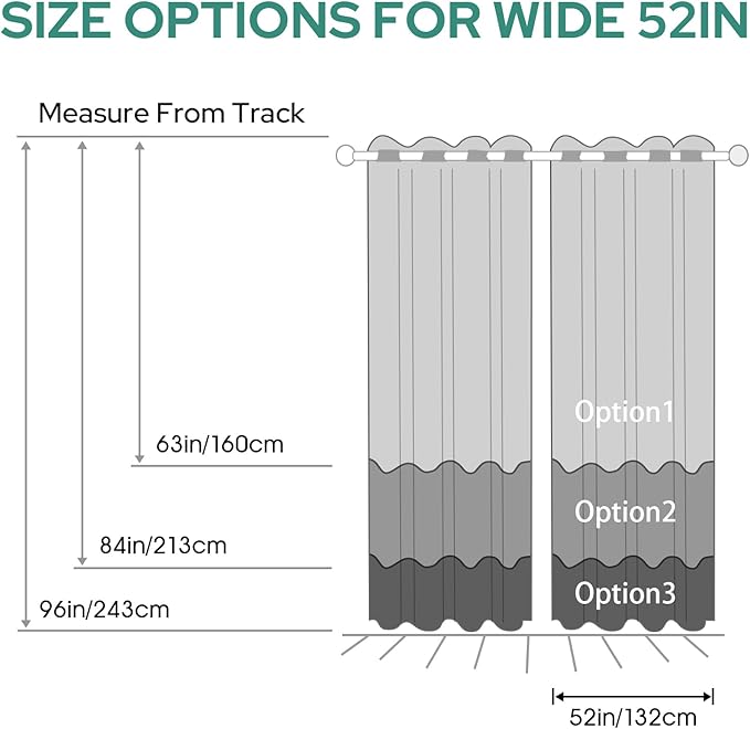 HOMEIDEAS Navy Blue Ombre Blackout Curtains 52 X 96 Inch Length Gradient Room Darkening Thermal Insulated Energy Saving Grommet 2 Panels Window Drapes for Living Room, Bedroom
