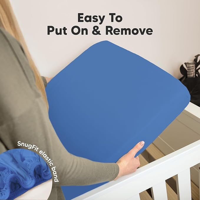 KeaBabies 2-Pack Organic Crib Sheets for Boys, Girls - 52x28 Fitted Crib Mattress Sheet Neutral, Breathable Jersey Cotton Cover for Baby Bed, Toddler Mattress, Soft & Cute Prints (Cornflower)