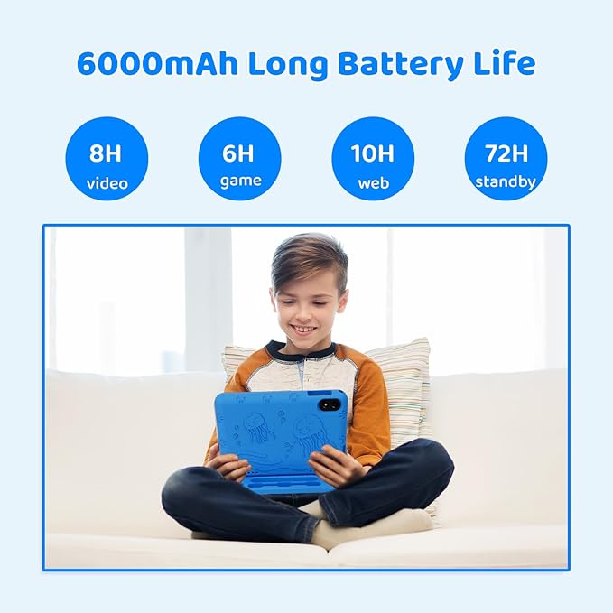 2025 Upgraded Android 14 Tablet, 10inch Kids Tablet, Octa-core CPU, 10GB+64GB+1TB Expand Tablets for Kids with Kids Space, Parental Control, 6000mAh Big Battery, HD Touchscreen Display Tableta