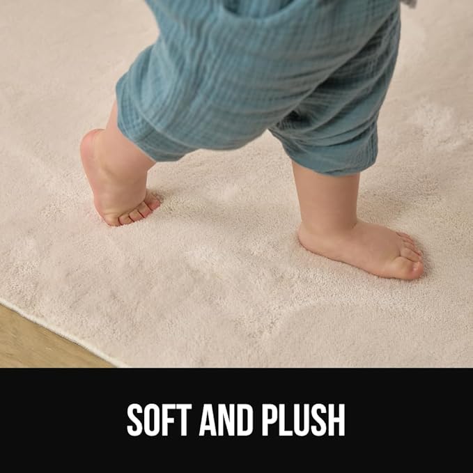 GORILLA GRIP Ultra Soft Washable Area Rug, 8x10, Stain and Slip Resistant Plush Thick Carpet for Bedroom Living Room, No Shed Floor Rugs, Pet Friendly, Dorm Essentials, Kids Nursery Home Decor, Ivory