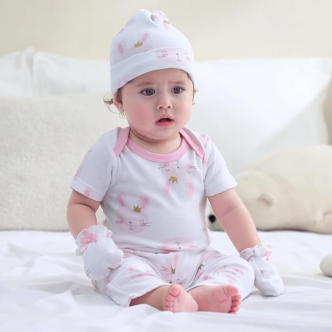 Baby Hats Mittens and Socks Set Cotton Newborn Hat Beanie Soft Infant Girls Boys Caps Gloves 0-6 month