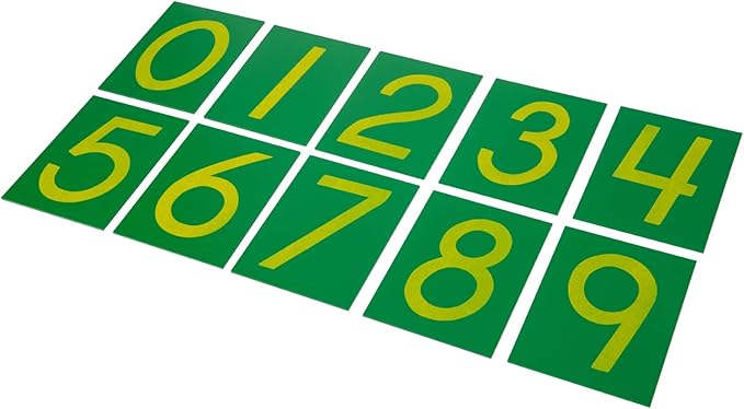 Adena Montessori Wooden Math Counting,Sandpaper Numbers with Box for Toddlers Kids,Early Development Math Material for Preschool Learning Education Toys,Sensory 0-9 Cards Montessori Flash Cards