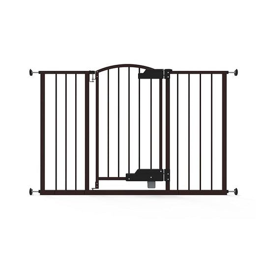 Ingenuity Easy Open Baby Gate & Dog Gate, Hands-Free Open Patent-Pending Foot Pedal, 27.5"-52" Wide, 28" Tall, Hardware or Pressure Mounted, Install in Doorway, Bottom of Stairs, or Wall - Espresso