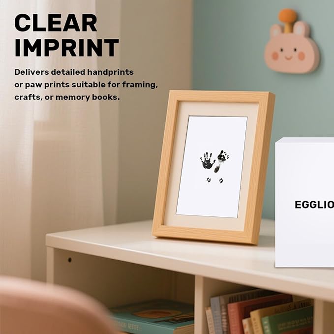 2-Pack Inkless Baby Hand and Footprint Kit with Mess-Free Ink Pad – Baby Safe Ink Pad for Hand, Foot & Paw Prints – Newborn Footprint & Paw Print Kit for Dogs and Cats – 8 Cards(Jet Black, L)