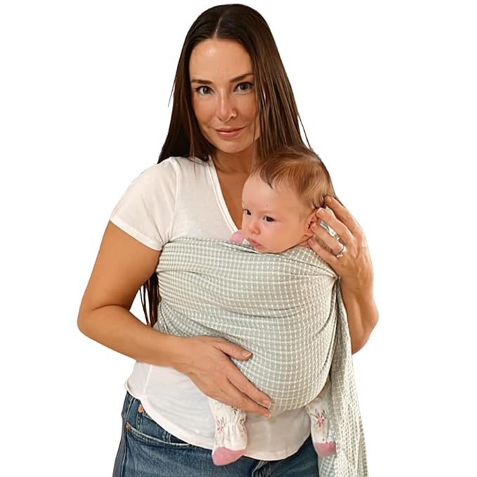 Hip Baby Wrap Ring Sling Baby Carrier for Infants and Toddlers - 100% Soft Cotton Baby Wraps Carrier for Babies 8-35 lbs - Perfect Baby Shower Gifts Moms and Dads - Nursing Cover (Kiwi Honeycomb)