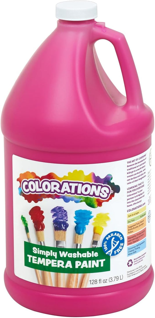 Colorations Paraben-Free Washable Tempera Paint for Kids - 1 Gallon Value Size. Vibrant Magenta, Non-Toxic and Made in The USA